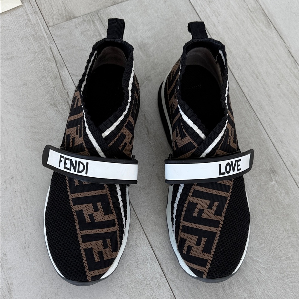 Fendi Black and Brown Love Sneakers - Picture 2 of 8